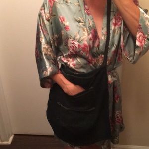 Denim crossbody tote bag